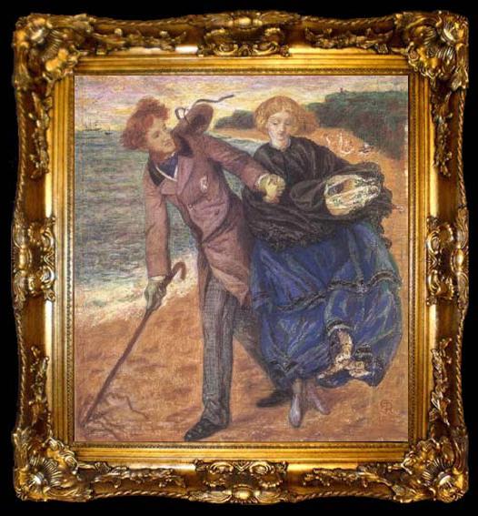 framed  Dante Gabriel Rossetti Writing on the Sand (mk28), ta009-2